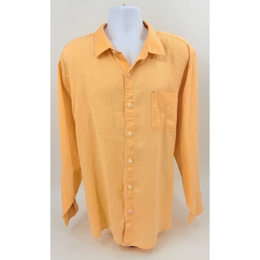 Tommy Bahama "Sea Glass Breezer" Peach Linen Shirt Long Sleeve Men's XXL